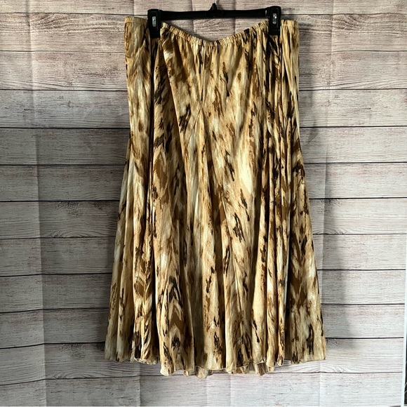 Tan Pattern Midi Skirt with Lining, Cato Women Size 18/20W - Picture 4 of 4